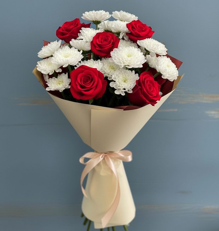 Букет цветов из: Розы и Хризантемы в Холме