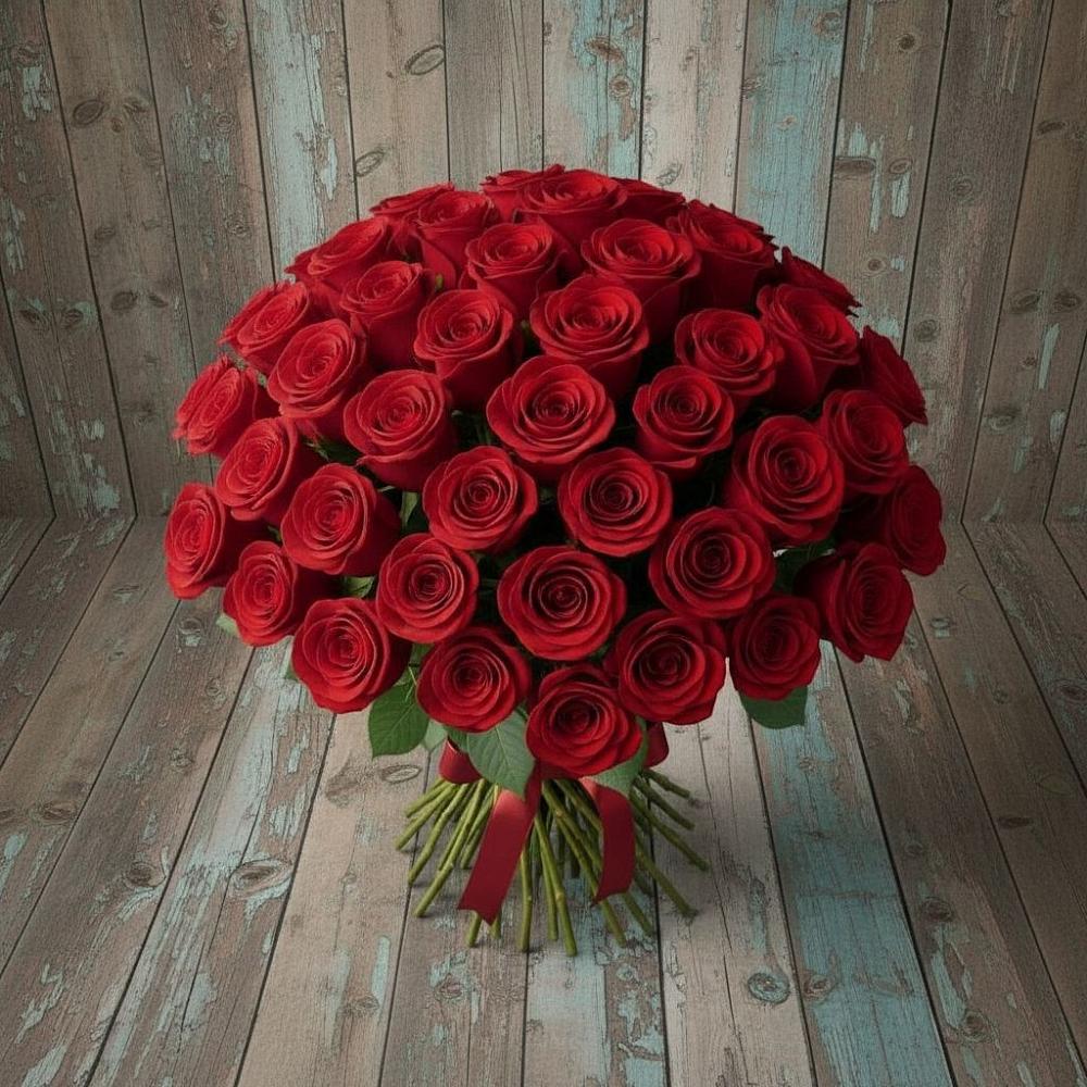 Букет 55 Красных роз Фридом в Холме