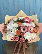 Букет цветов из:  Розы, Герберы и Хризантемы в Холме