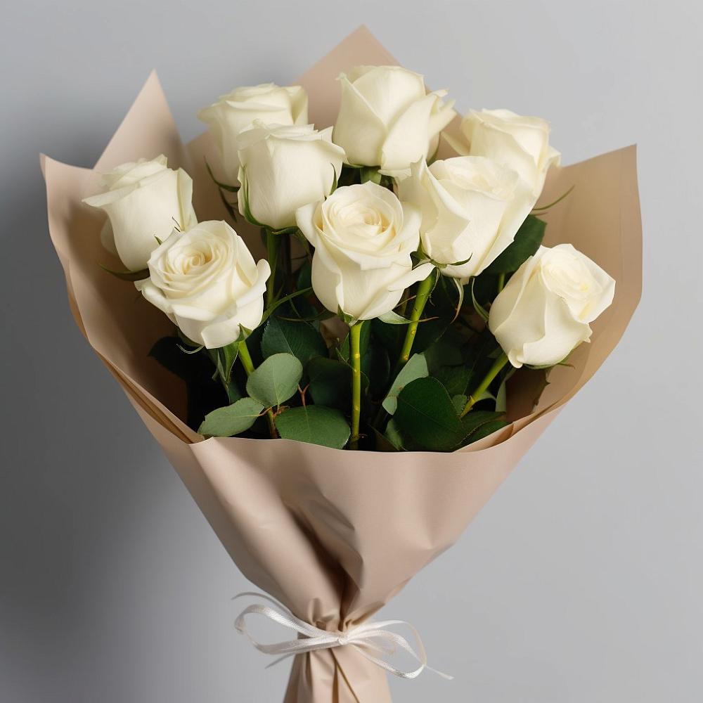 Букет 9 Белых роз Эдлесс Лав в Холме