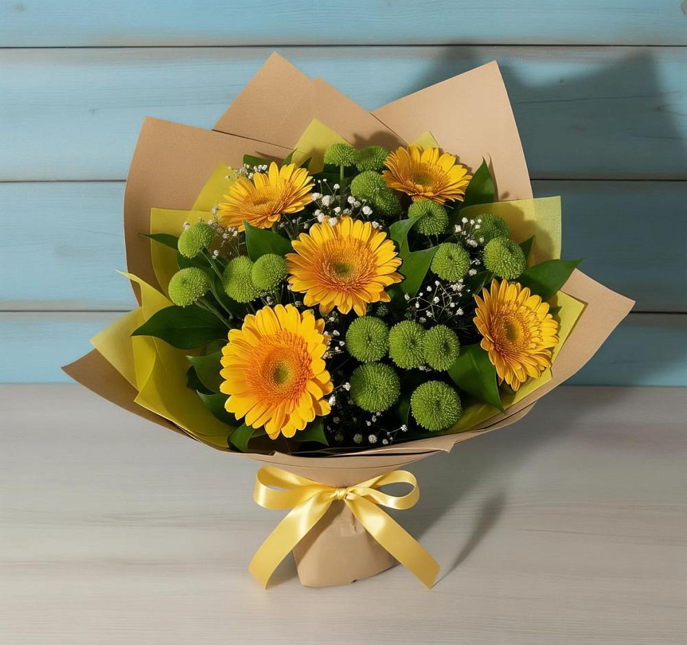 Букет цветов из: Герберы и Хризантемы в Холме