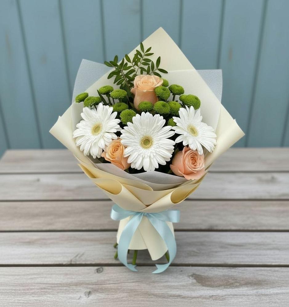Букет цветов из: Герберы, Розы и Хризантемы в Холме