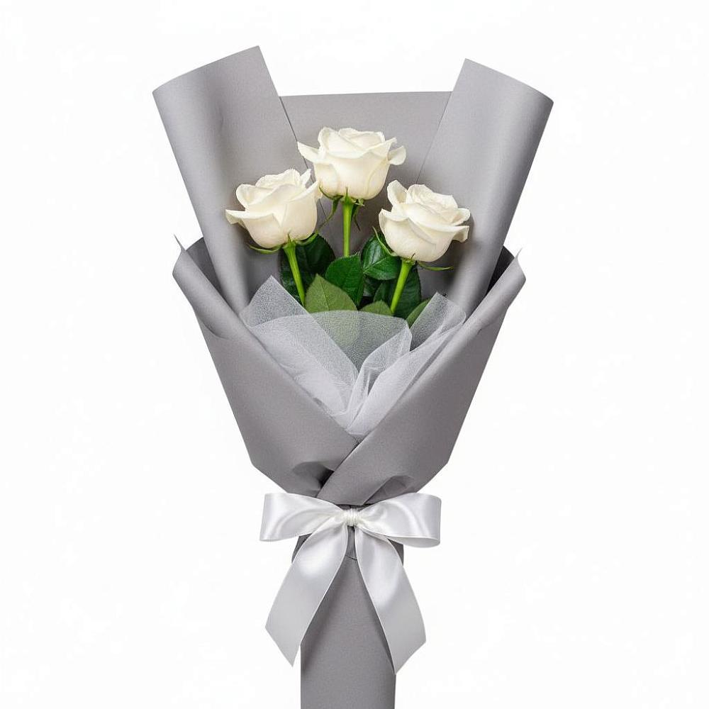 Букет 3 белые розы в Холме