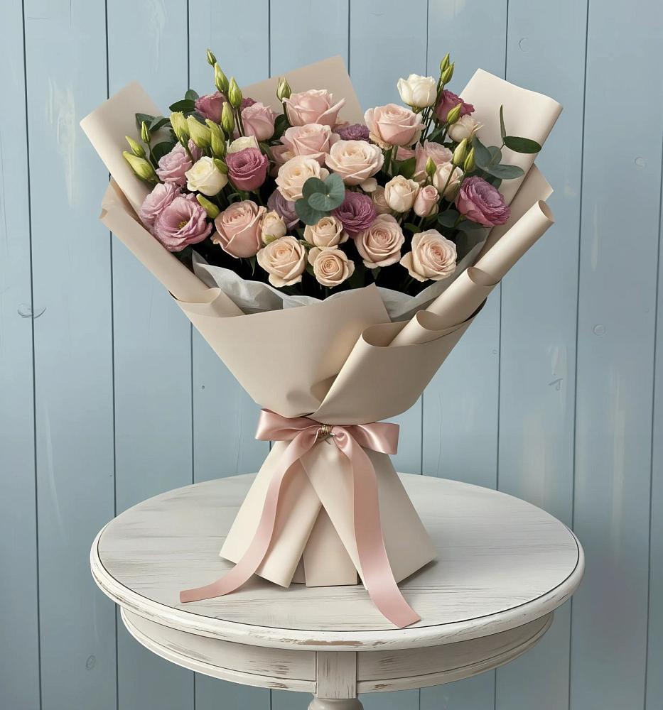 Букет цветов из: Розы и Лизиантусы в Холме