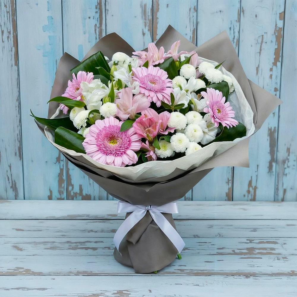 Букет цветов из: Герберы, Альстромерии и Хризантемы в Холме