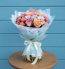 Букет цветов из:  Хризантемы и Розы #REPLACE_PRED# Холме